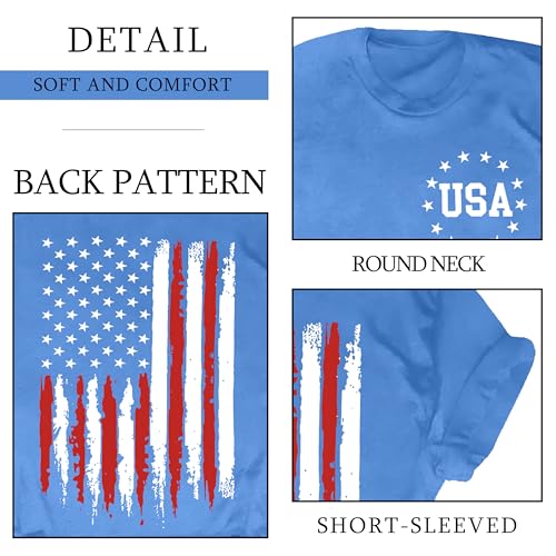 Image of Ithalt Patriotic Plus Size Shirts for Women 250th Anniversary USA Shirts American Flag Tshirt USA Short Sleeve Tops