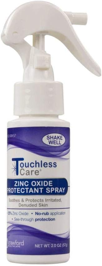 Touchless Care Zinc Oxide Protectant Spray, Fast Relief of Adult Diaper Rash caused by Adult Incontinence, Easy to Apply Touch Free Spray, Eases Skin Irritation, No Messy Creams (2 oz) - 62402