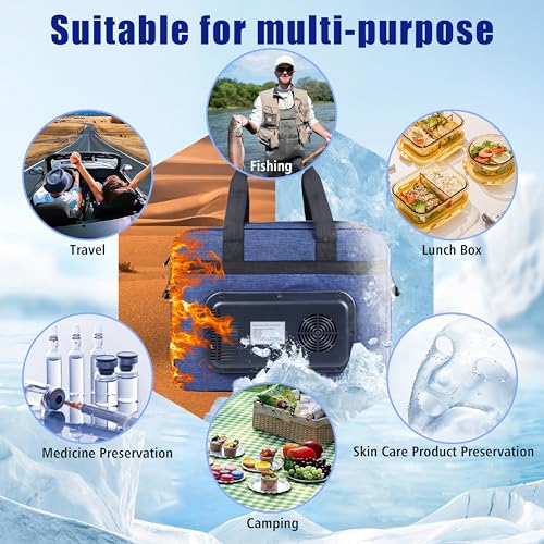 Image of Electric Cooler Bag, Portable Electric Cooler, Foldable Heater Bag, Powered 12 Volt AC /DC Compatible, for Cooling Pre-Cooled Food & Drinks
