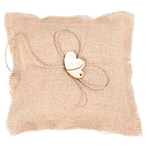 winomo Jute Rustikal Sackleinen Ring der Kissen Hochzeit Party 18 * 18 cm Cover
