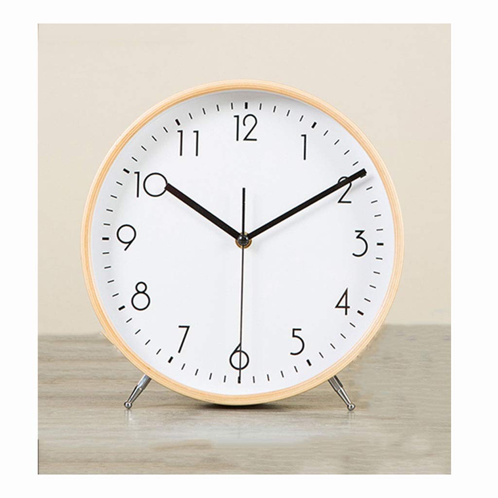 Reloj de mesa silencioso con numeros arabicos grandes y diseño redondo tricolor