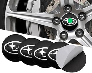 56mm Adhesive Car Tire Hub Cover Kit Dust Rust Proof Waterproof Wheel Rim Decoration Sticker Accessories Compatible with SUBA?? Black - KaberTrade