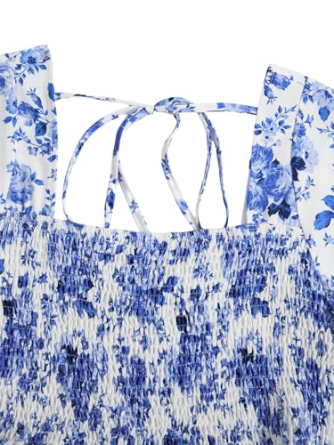 Image of Floerns Women's Plus Size Floral Square Neck Flounce Short Sleeve A Line Maxi Dress
