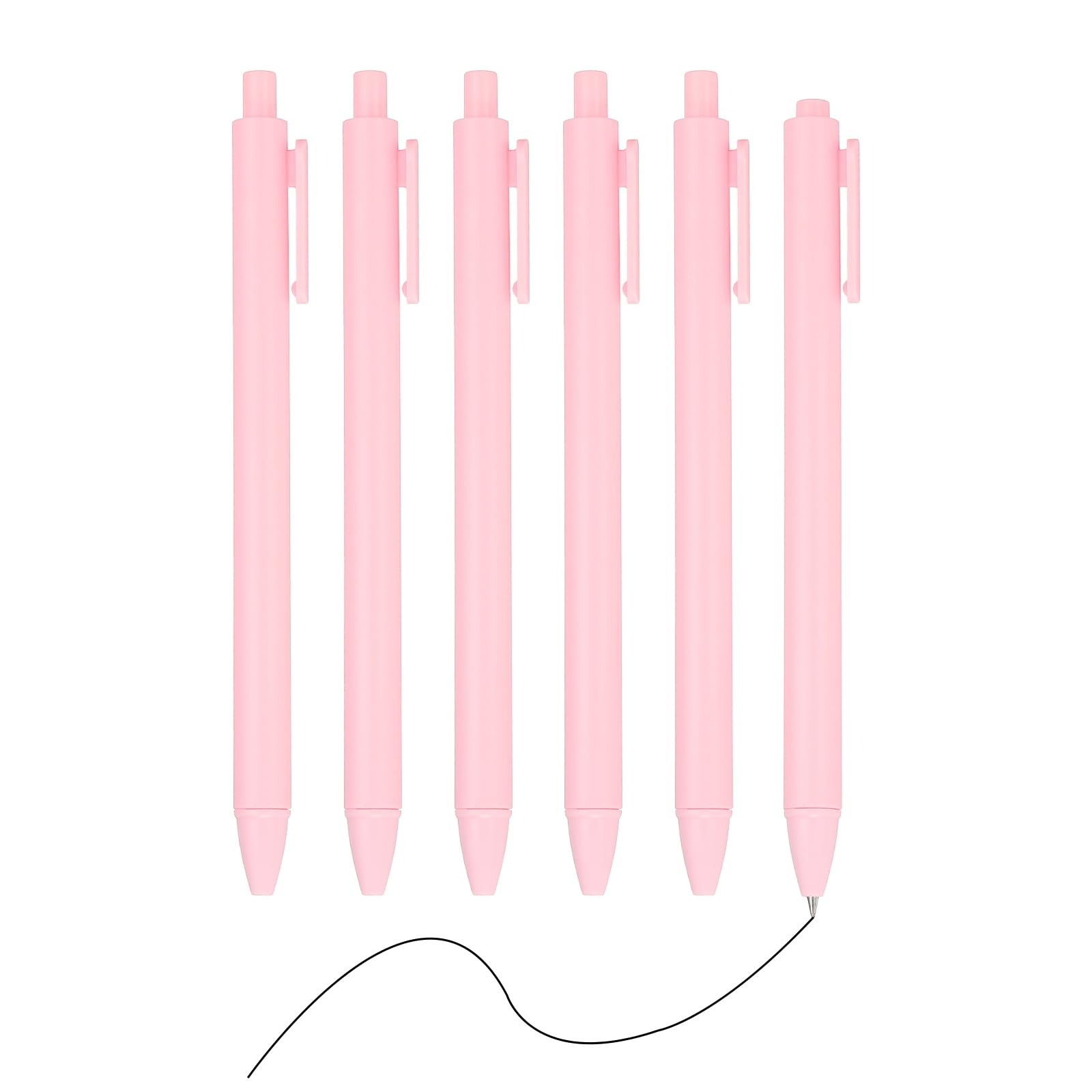 PATIKIL 6 Pack Retractable Pens 0.5mm, Black Gel Ink Pens Retractable Ballpoint Pen Fine Point Smooth Writing Cute for Office Home Supplies Journaling Notebook, Light Pink