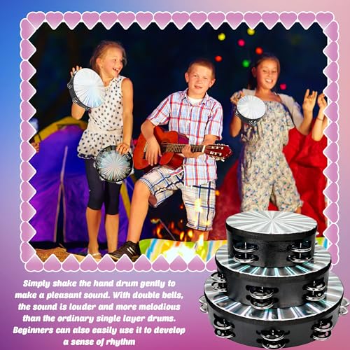 9 Pack Silver Tambourine Set 6 8 10 Inch Double Row Jingle Bell Tambourine Instrument Handheld Percussion Musical Instrument for Adults Church Worship Dance Wedding Party Classroom - Image 5