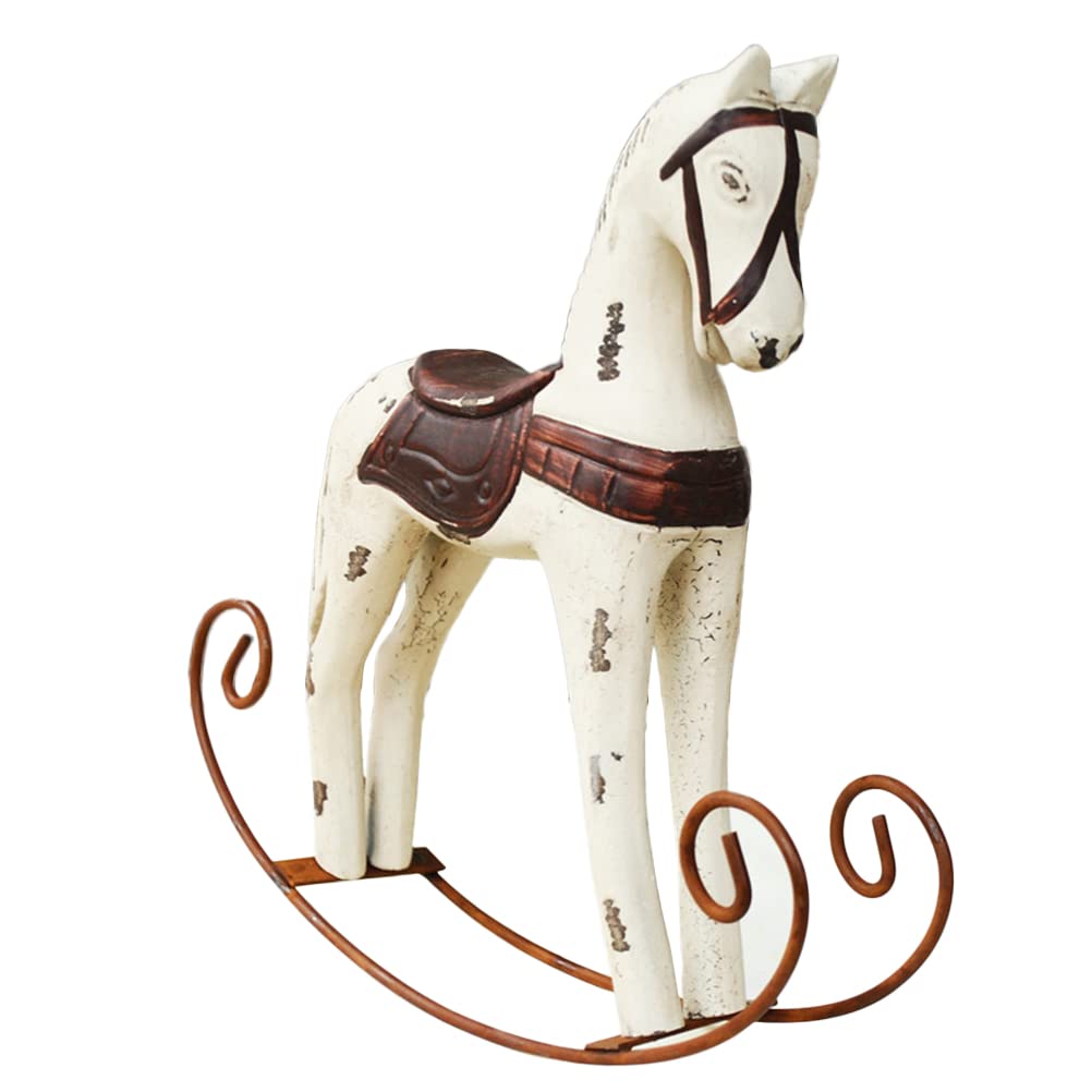 Décoration bureau cheval en bois blanc : ornement de maison rétro innovant - 7