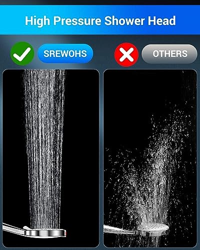 Shower Head and Hose 1.6M - SREWOHS High Pressure Shower Hose and Head Pressure Booster Shower Heads for Low Pressure Universal Large Shower Heads 5 Modes,Power Flush Spray for Cleaning - 3