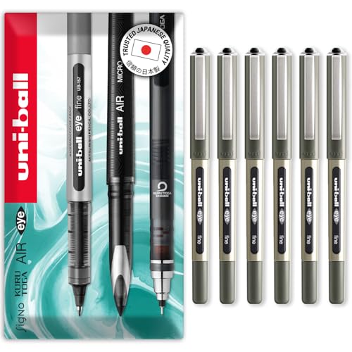 uni-ball EYE UB-157 0.7mm Tip Rollerball Pen - Black (Pack of 6)