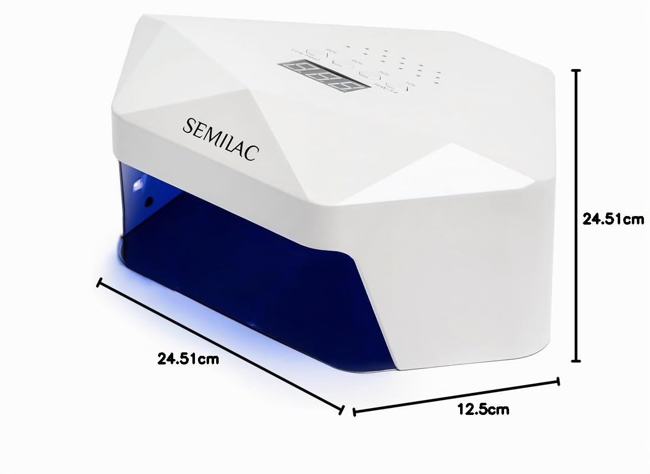 Semilac Profesional 54/36 W LED UV lámpara para uñas de gel. Secador de uñas con 4 tiempos de curado, pantalla digital, base desmontable para fácil manicura y pedicura. Secado rápido.