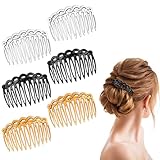 MBAIYO French Hair Side Combs, 6 Pcs French Twist Combs Plastic France Comb 11 Tooth Hair Comb 2.95x1.96in'' Bridal Head Accessories Set for Women Retro Style Wedding Brides Veil