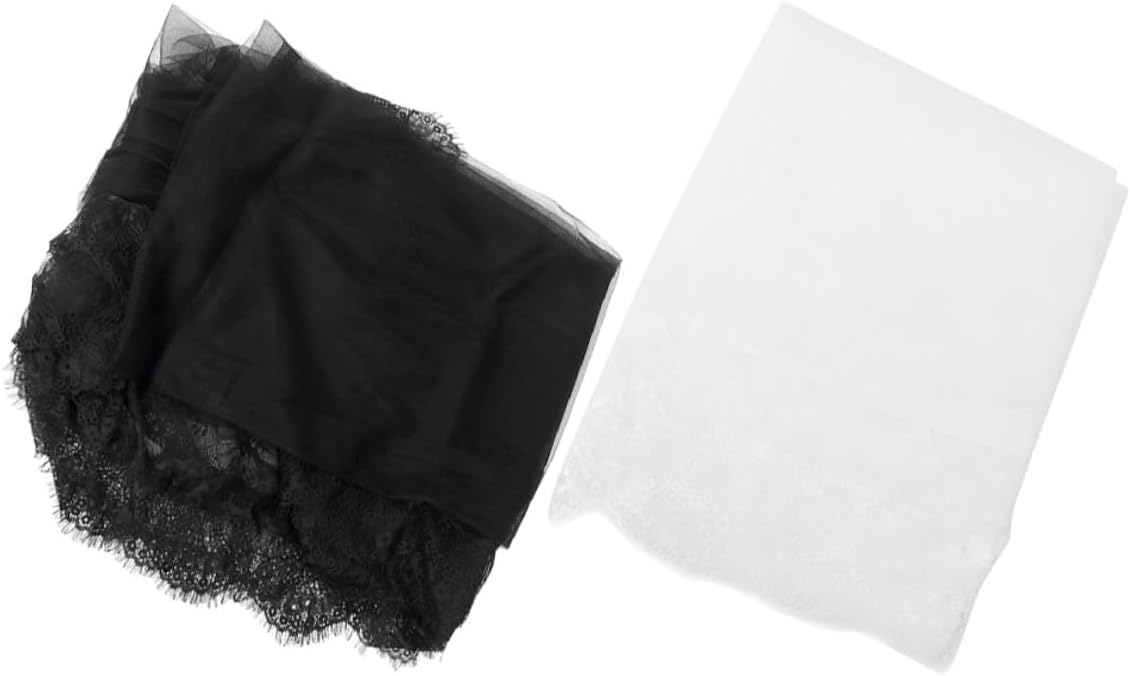 Holibanna Lace Bridal Veil Soft Tulle Veil for Bride Wedding, Black and White Lace Headpiece, Portable Bridal Accessories for Engagement and Ceremony