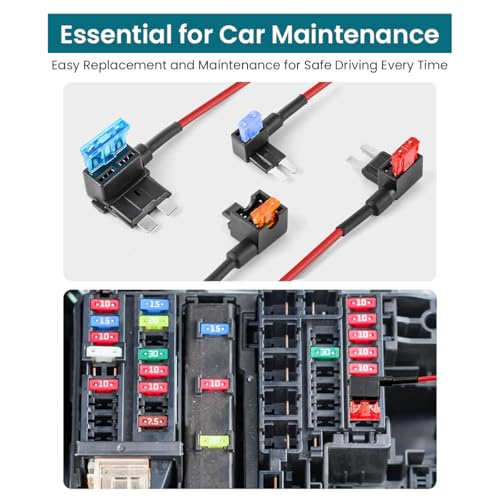 Image of STHIRA 12-Pack 12V Add-a-Circuit Car Fuse Set Kit with Dual-Slot Holder for Standard, Mini, Micro2, Low-Profile Blade Car Fuses Easy Installation & Versatile Use for Cars, SUVs, Motorcycles & More