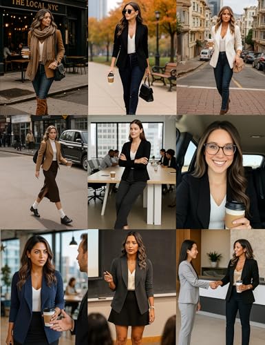 Tralilbee Women's Long Sleeve Cropped Blazers Open Front Work Office Suit Jackets Blazer S-XL2