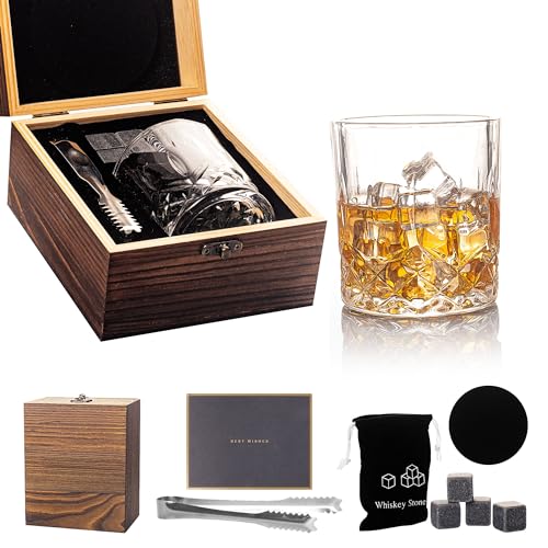 Whiskey Glass Gift Set - Birthday Gifts for Men 30th 40th 50th 60th Whiskey Glass Set for Anniversary Christmas Thanksgiving Presents Valentines Fathers Day Gifts for Men Dad Husband Brother