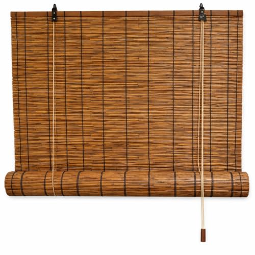 Acomoda Textil – Persiana Enrollable de Bambú Natural para Puertas y Ventanas Decorativa Marrón. Estor Ajustable de Ocultación para Exterior e Interior Protector de Fácil Instalación. (80x160 cm)