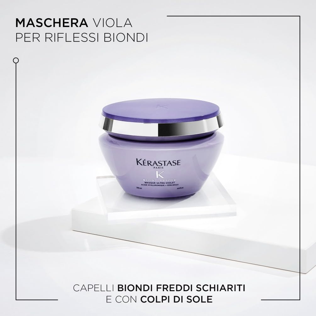 Kérastase, Blond Absolu, Maschera Neutralizzante Anti-Riflessi Ultra-Violet, Per Capelli Biondi Tinti & Decolorati, Con Acido Ialuronico, Ultra-Violet, 200 ml