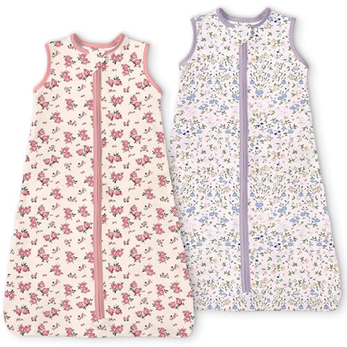 TOTBASIC Baby Sleep Sack 6-12-15 Months Light Wearable Blanket for Babies with 2-Way Zippers, 0.5 TOG Premium Soft Breathable Sleeping Bag for Baby Boys Girls 2-Pack