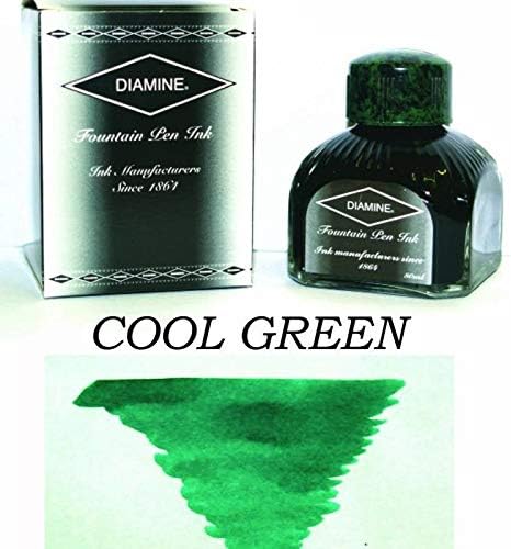 DIAMINE FOUNTAIN PEN BOTTLED INK, COOL GREEN 80 ML