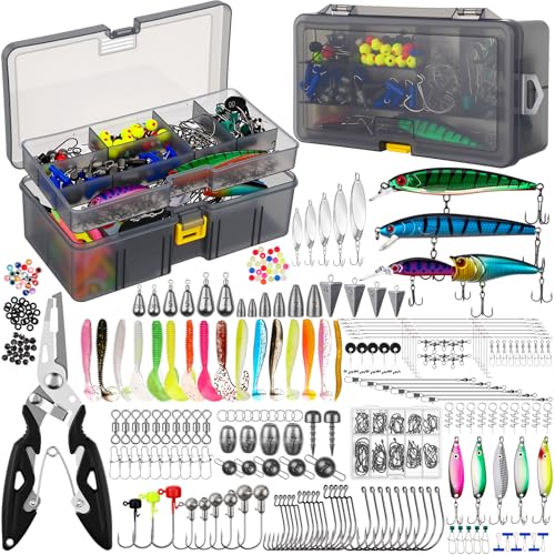 JolliLudo Fishing Lures Kit Removable Tackle Box for
