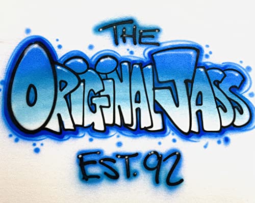 Airbrush Blue Block Letters Graffiti Name Design T Shirt2