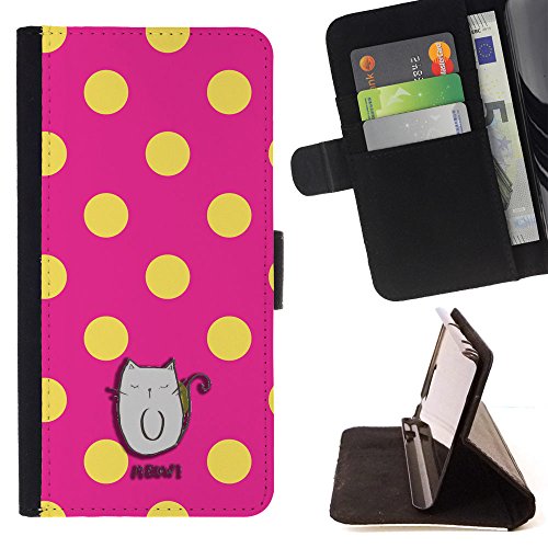 BeanShells [ Motorola Moto E (2ND GEN.) Case ][ Flip Cover Leather Wallet ] - Cat Tetro Pop Polka Dot