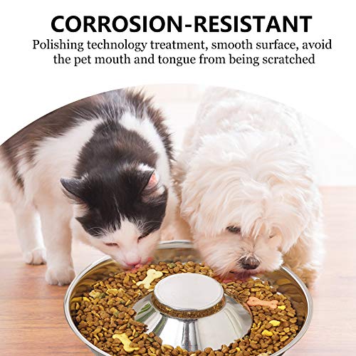 TEHAUX Tigela de alimentação lenta para cachorro em aço inoxidável Tigela de alimentação de metal pa