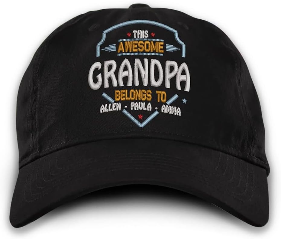 Personalized This Awesome Grandpa Cap with Grandkids Name, Customized Gifts for Grandpa from Granddaughter, Grandson