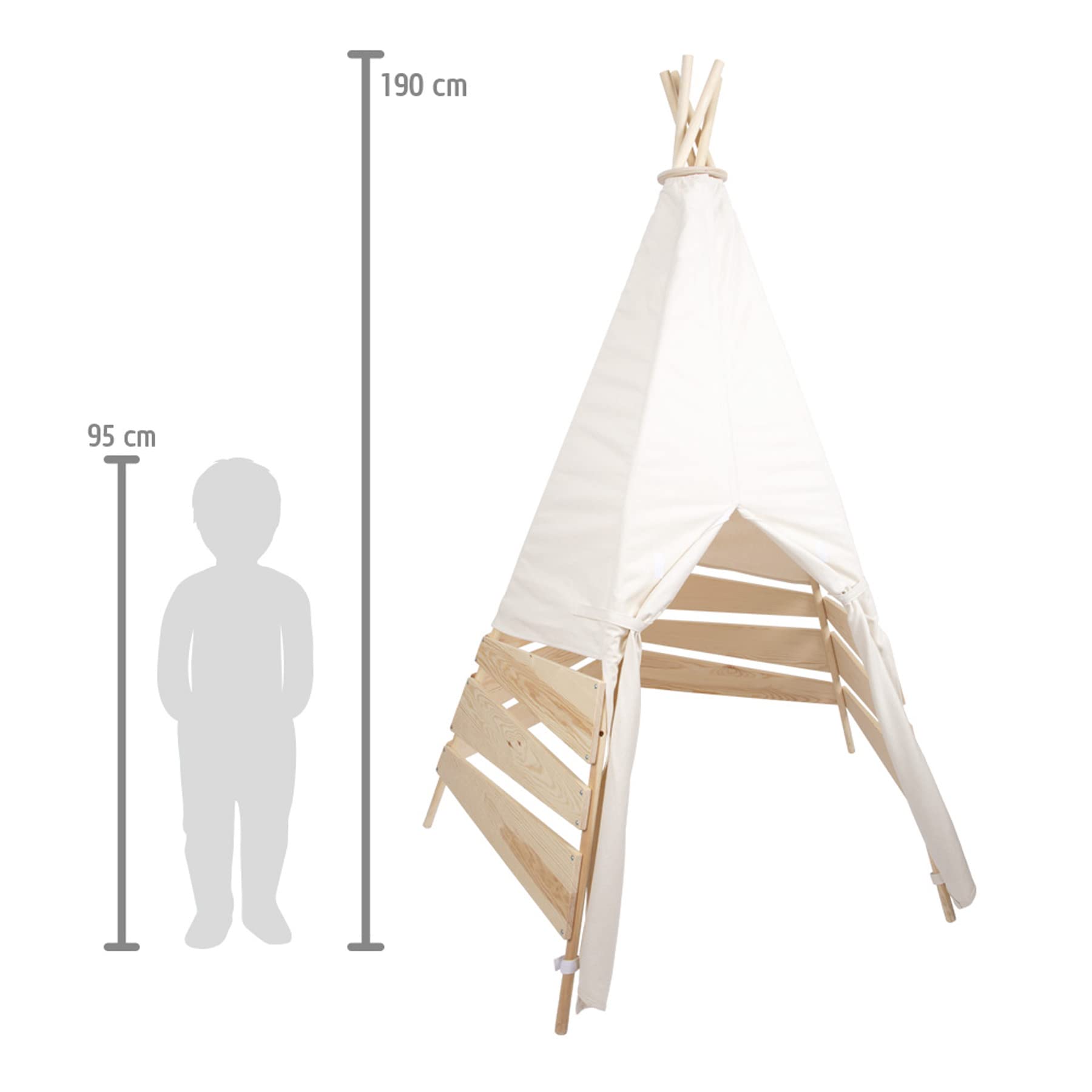 small foot Outdoor Zelt Tipi aus Holz und Zeltstoff, geräumiges Spielzelt für den Garten, für Kinder ab 2 Jahre, 12405, Weiß