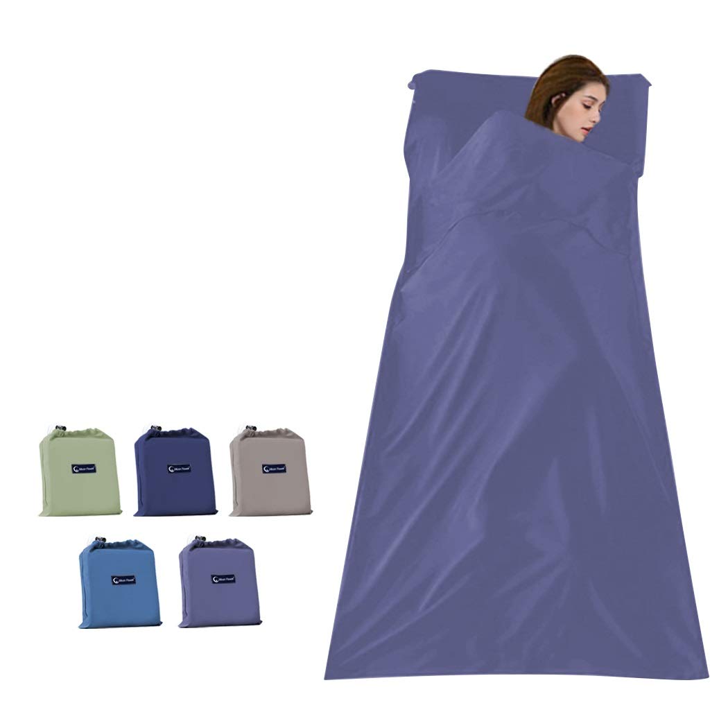 Sleeping Bag Liner Compact Sleep Bag Lightweight Travel Sheet Camping Sheets Sleeping Sack, Grey Blue, 45 x 82.6inch(115 x 210cm) | Breathable Liner for Backpacking,Hotels and Hostels,BusinessTrips,Camping;3 Sizes,Reusable Washable Bedding-image-12