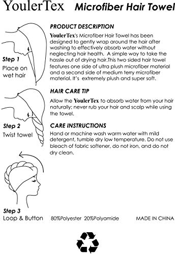 Youlertex Microfiber Hair Towel Wrap For Women, 4 Pack 10 Inch X 26 Inch, Super Absorbent, Quick Dry Hair Turban For Drying Curly, Long & Thick Hair #TOP4