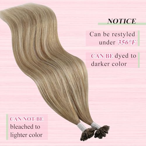 Image of YoungSee U Tip Hair Extensions Real Human Hair Ombre Light Brown and Blonde Utip Real Hair Extension Balayage Human Hair K Tips Extensions for Long Hair Ktips Hair Extension Add Length 1G /S 50G 22In