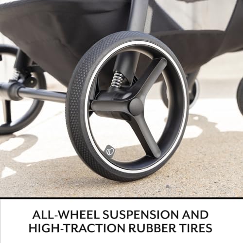 Image of Evenflo Shyft Intuiti+ Travel System Featuring Revolve180 LiteMax NXT Preemie and Infant Car Seat with SensorySoothe and Green & Gentle (Flint)