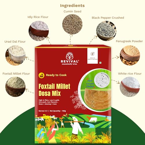 Image of Revival Foxtail Millet Dosa Mix | Healthy Breakfast & Dinner Option | No Preservatives | Dosa Ready in 15 Minutes | Nutritious Vegan Meal
