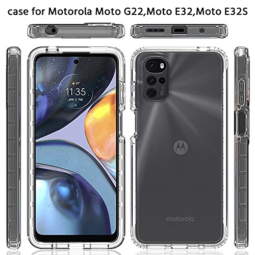 XINYEXIN Transparent Case for Motorola Moto G22 / Moto E32 / E32S Military Shockproof Crystal Clear Case with Bumper Gradient Design Full Body Protection Armor Cover - Image 2
