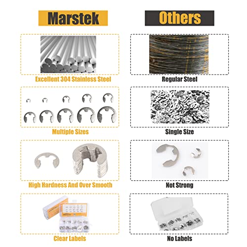 Marstek HF0007 304 Stainless Steel E Clip Assortment Kit E-Clip External Retaining Ring Assortment Set  thumb #3