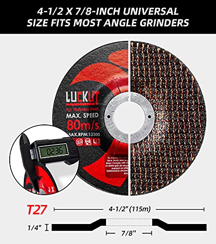Luckut Grinding Wheels Grinding Discs 4-1/2'' X 1/4'' X 7/8'' Grinder Wheel Center Metal Aggressive Grinding For Angle Grinders-10 Pack #TOP2