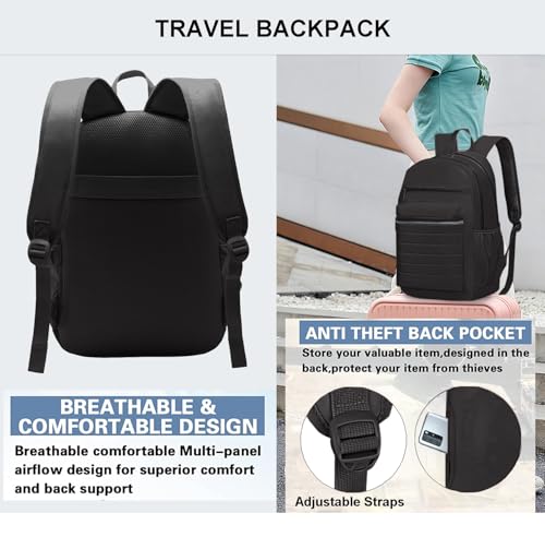 Image of KEOFID Travel Backpack for Women, Womens Work Backpacks, Anti-theft Backpack Purse, Back pack for College Girls, Carry-On Travel Backpacks,Bookbag(Carbon Black)