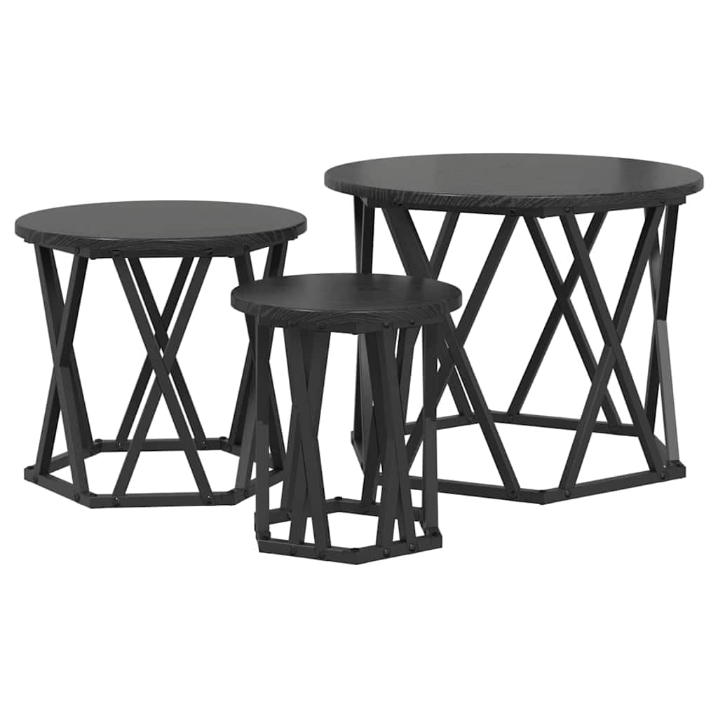 Table Basse Empilable Gain de Place en Chêne Noir pour Salon Moderne