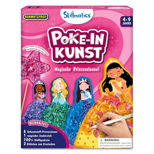 Skillmatics Kunst & Bastelaktivität- Poke-in Kunst magische Prinzessinnen, Schmutzfreie Nähkunst für Kinder, Craft-Kits, DIY-Aktivität, Geschenke für Mädchen und Jungen im Alter von 4, 5, 6, 7, 8, 9