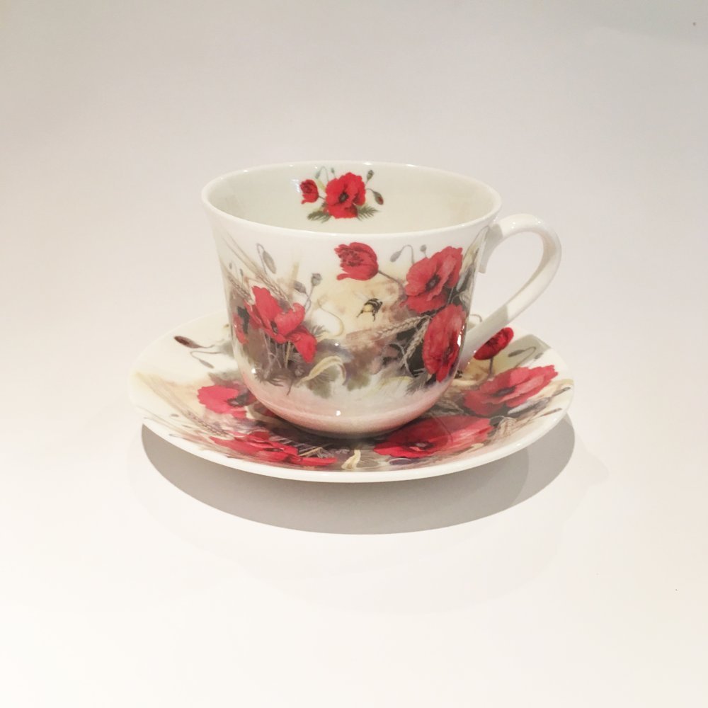 Roy Kirkham - Breakfast Cup and Saucer - Poppy