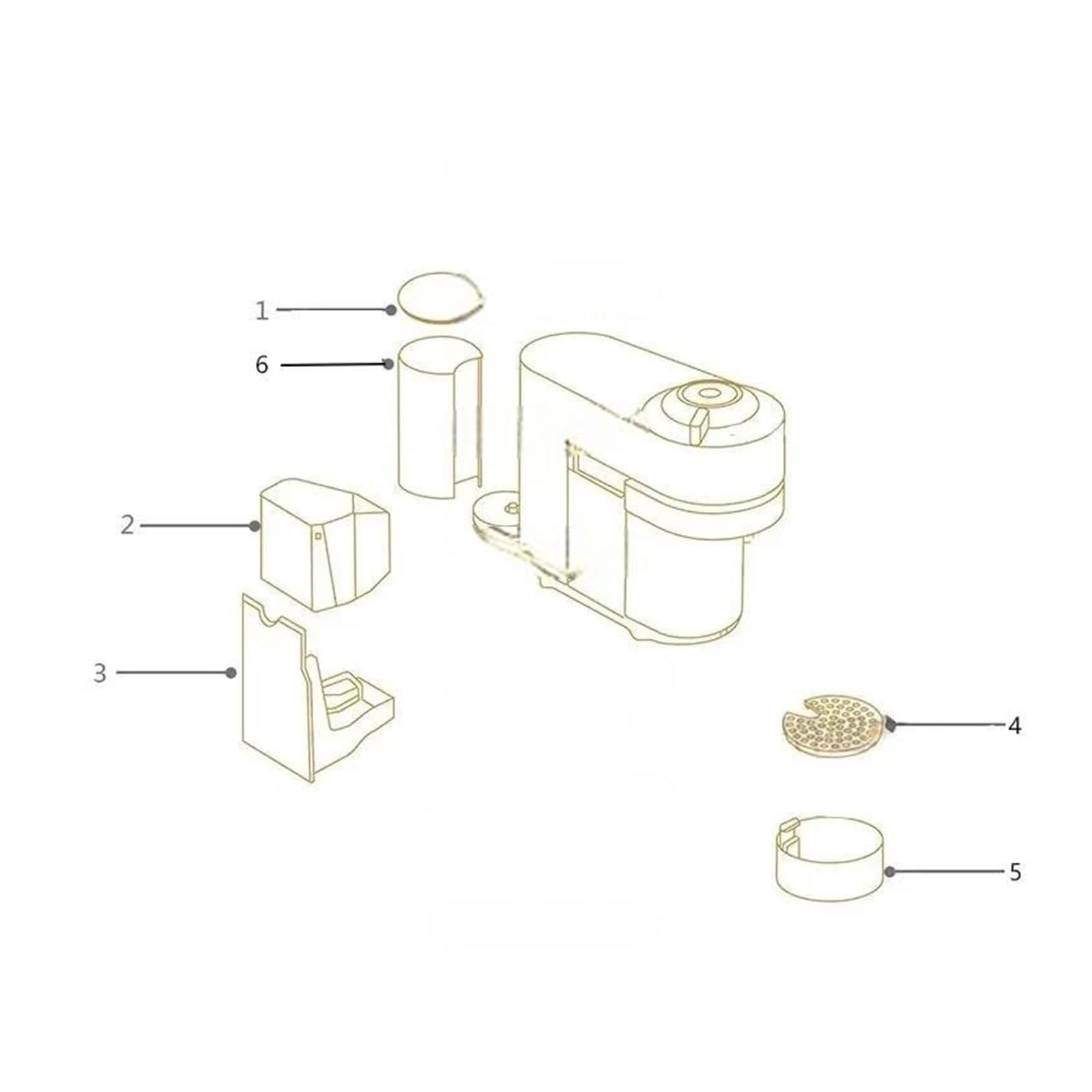 Máquina De Café En Cápsulas (sin Tapa, Compatible Con Nespresso Vertuo Pop, Accesorios For Tanque De Agua).
