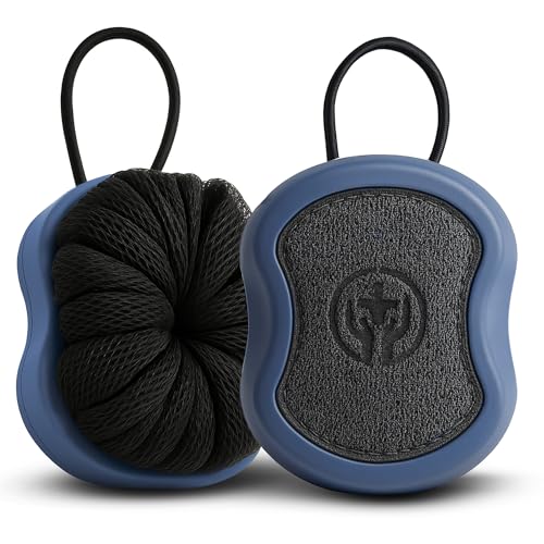 Shower Scrubber for Body 2-in-1 : 2 - Pack High Foaming Body Scrubber Exfoliator for Men Ergonomic Shower Scrub Deep Exfoliating Travel Bath Brush Loofah for Women Durable Skin Wash Tool