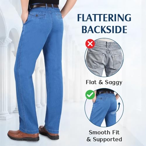 Senistyle Jeans for Men, JettJeans3 - Men's Classic Straight Fit Stretch Jeans for Older Men4