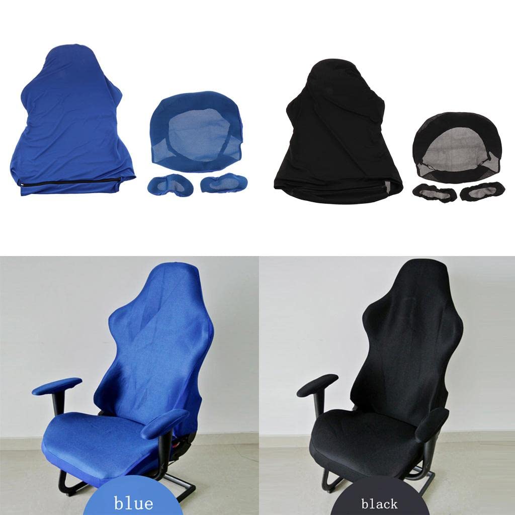 Generic Lot de 2 Housses de Chaise de Jeu Pivotantes Extensibles pour Ordinateur de Jeu, Bleu + noir, comme décrit