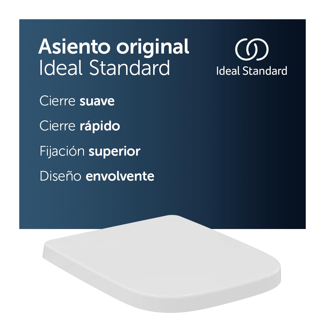 Ideal Standard T468301 Asiento de inodoro Original Ideal Standard i.life B con cierre suave, envolvente, blanco