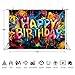 Imirell Graffiti Backdrop, Neon Happy Birthday Backdrop, 7Wx5H Feet Colorful Painting for Boys Teens Polyester Fabric Photography Backgrounds Photo Shoot Decor Props Decoration