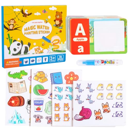 Libro de pegatinas educativo para niños | Juego de pegatinas para niños pequeños, tarjetas de doble cara, letras estáticas, números para tareas, recompensas, aviones, aulas, viajes, escuela dominical