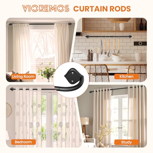 Image of 2 Pack Curtain Rod Wrap Around Adjustable Room Darkening Blackout Curtain Rod 28-42 inch Easy Install Black Curtain Rods for Windows Bedroom Outdoor