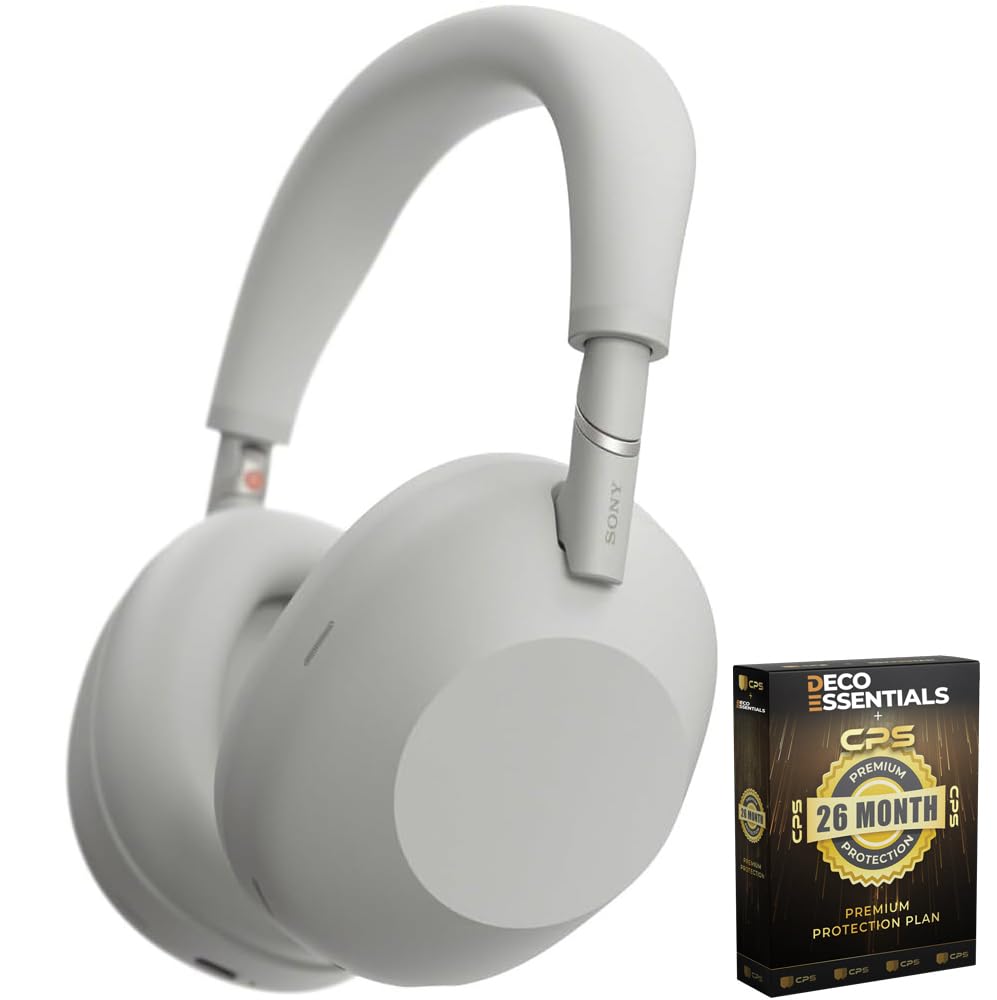 Sony WH-1000XM6/S Best Wireless Noise Canceling Headphones, Platinum Silver Bundle with Deco Essentials Exclusive CPS 26 Month Protection Pack | Official USA Partner Model
