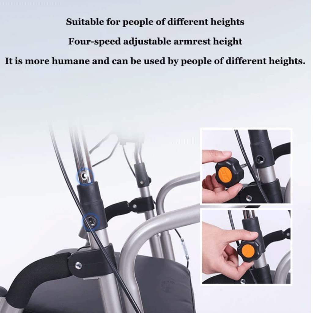 Medische aluminium rollator rollator met gewatteerde zitting voor oudere senioren en volwassenen In hoogte verstelbare mobiliteitshulp bij het lopen